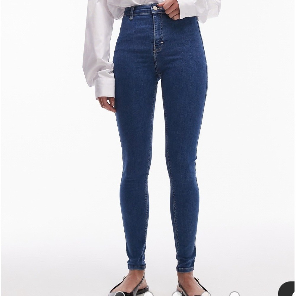 Topshop Size 4 W26 L32‎ Skinny Jeans Stretch Blue Denim 24x28 NEW JONI